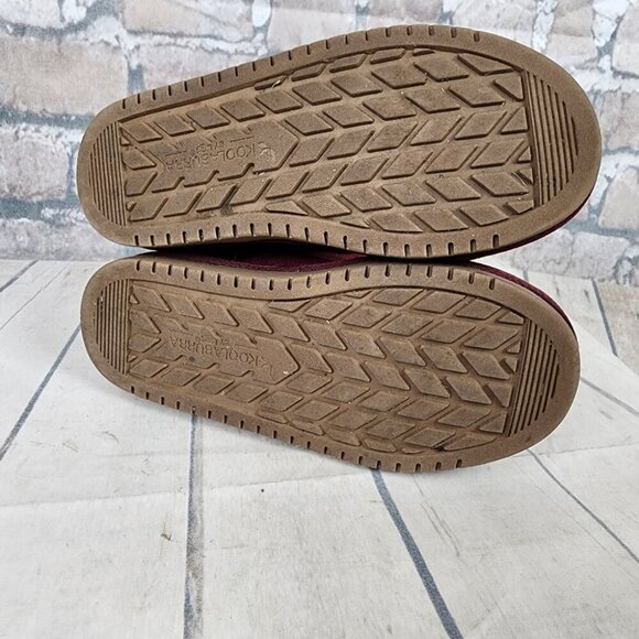 UGG Koolaburra Suede Leather Shearling Fur Lined Winter Boots Cranberry Size 4 - Picture 11 of 15